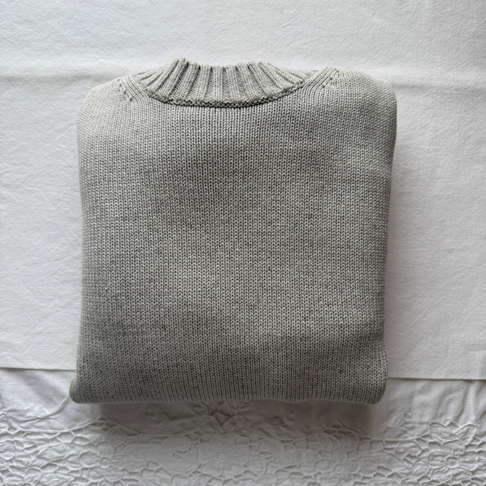 Everlane Crop Sweater Cotton The Boxy Crewneck Ribbed Hem Grey M Minimal - Picture 15 of 15